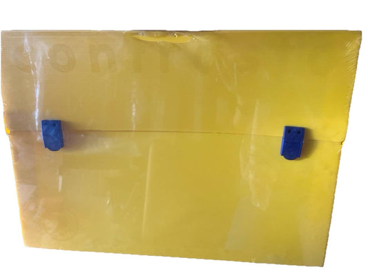 cartellina valigetta scuola disegno arte polionda 53x38x4 gialla manico Blu