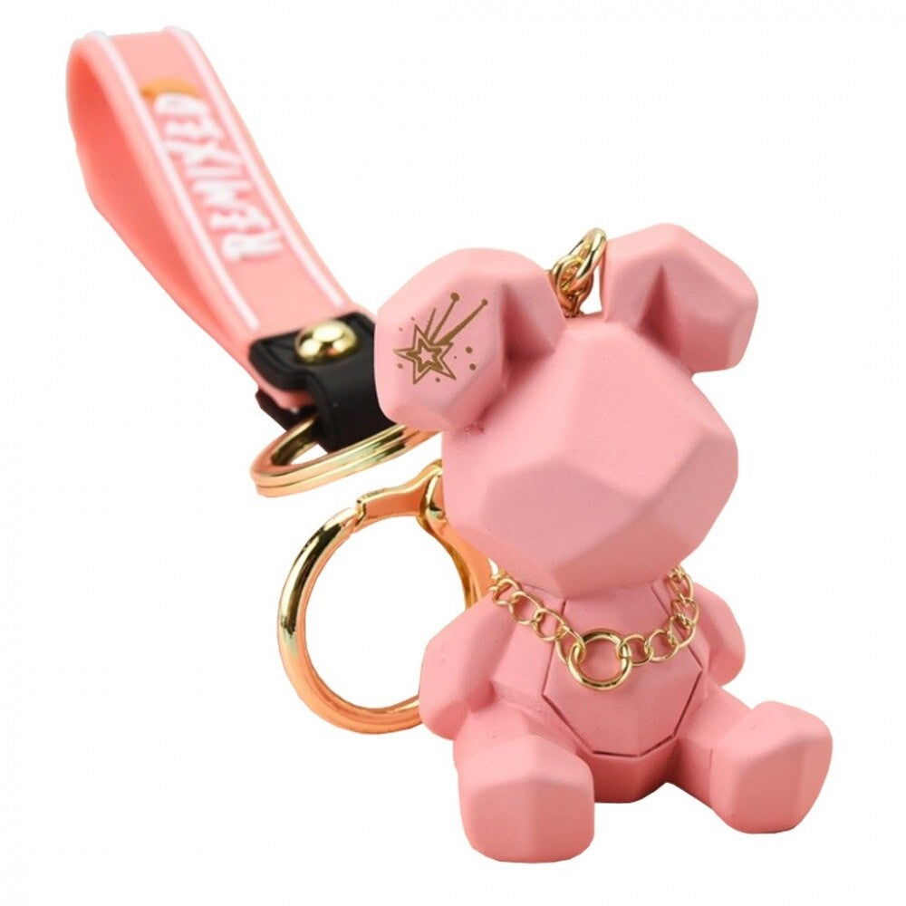 PORTACHIAVI ORSO TEDDY GEOMETRIC ROSA ORSETTO CHIAVE DECORAZIONE BORSA CIONDOLO