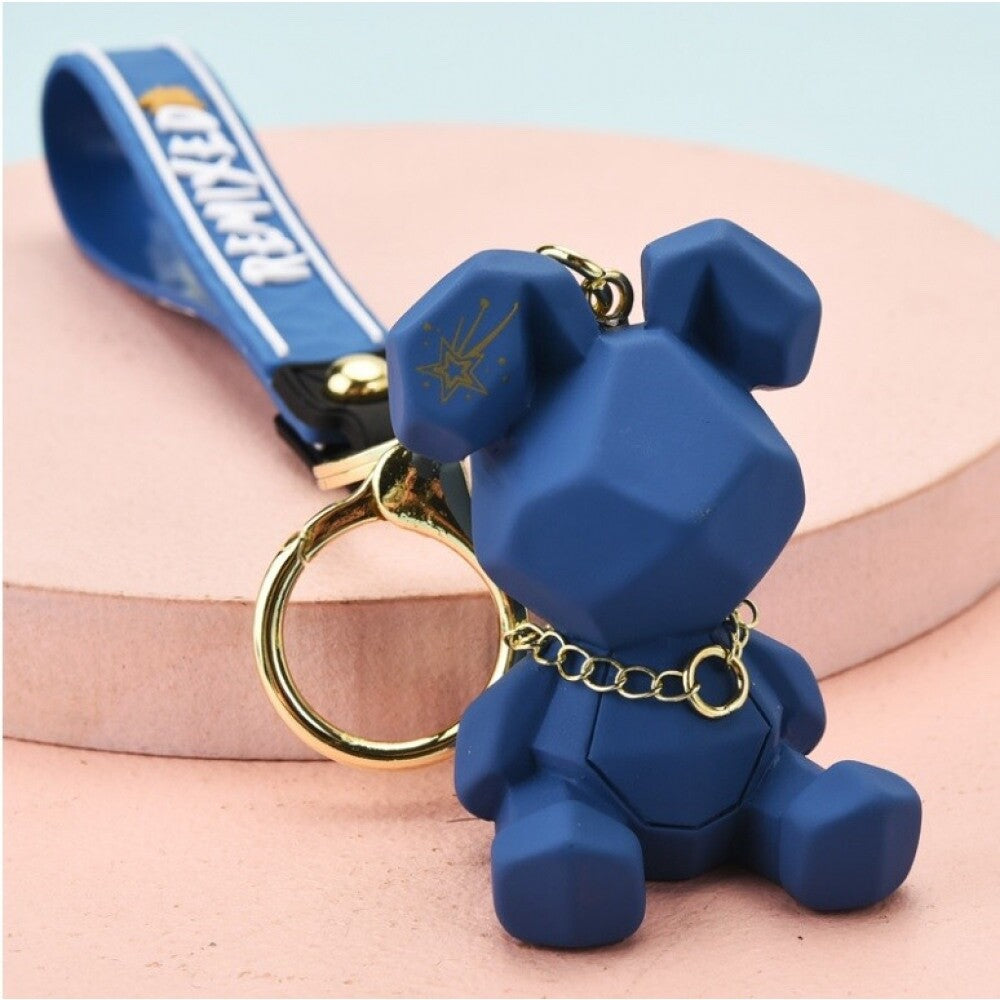 PORTACHIAVI ORSO TEDDY GEOMETRIC BLU ORSETTO CHIAVE DECORAZIONE BORSA CIONDOLO