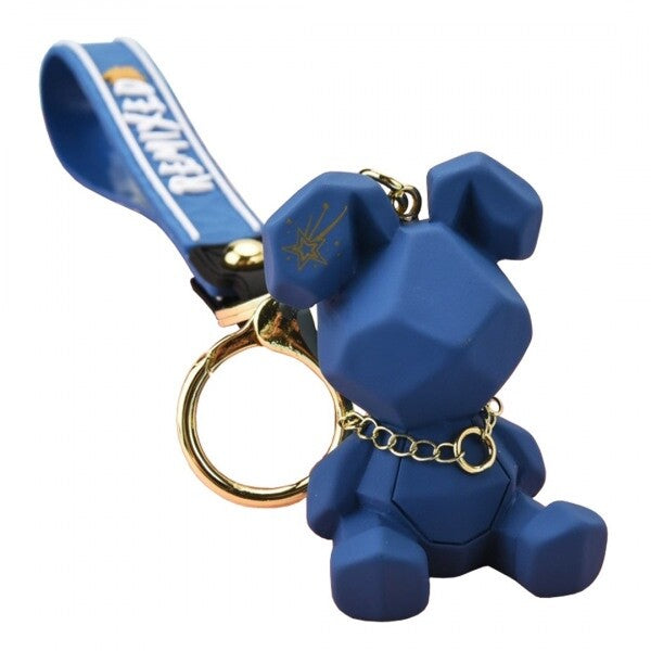 PORTACHIAVI ORSO TEDDY GEOMETRIC BLU ORSETTO CHIAVE DECORAZIONE BORSA CIONDOLO