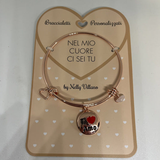 bracciale rigido braccialetto amore love nel mio cuore, ci sei tu, ti amo