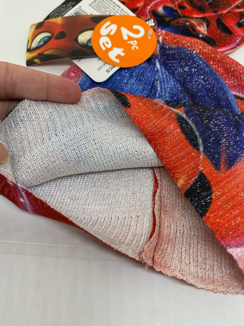 SET BERRETTO GUANTI MIRACULOUS BAMBINA DISNEY LADY BUG TG UNICA PAPALA brillanti