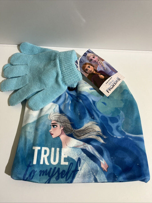 berretto e guanti Frozen disney elsa cappello tg 54 e 56 morbido pile