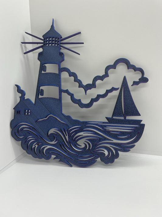 decorazione da parete wall art arte da muro casa faro mare barca PLA cangiante