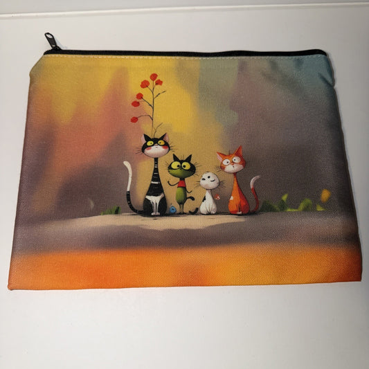 busta porta oggetti beauty pochette da borsa fantasia gatti gatto cats simpatici