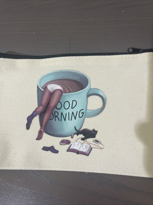 busta porta oggetti beauty pochette divertente good morning da borsa