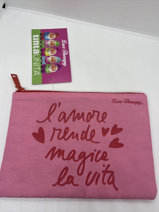 Busta piatta tinta unita Love Therapy pochette porta Oggetti borsa 23x16 stoffa