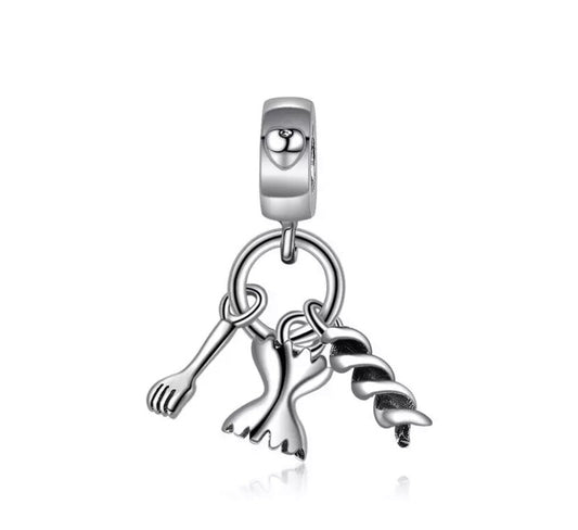 CHARM BRACCIALETTO PASTA FUSILLO CIONDOLO PENDENTE FORCHETTA