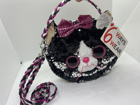 TY FLIPPABLES PAILLETTES REVERSIBILI NERO ARGENTO GATTO ZILLA BORSA TRACOLLA