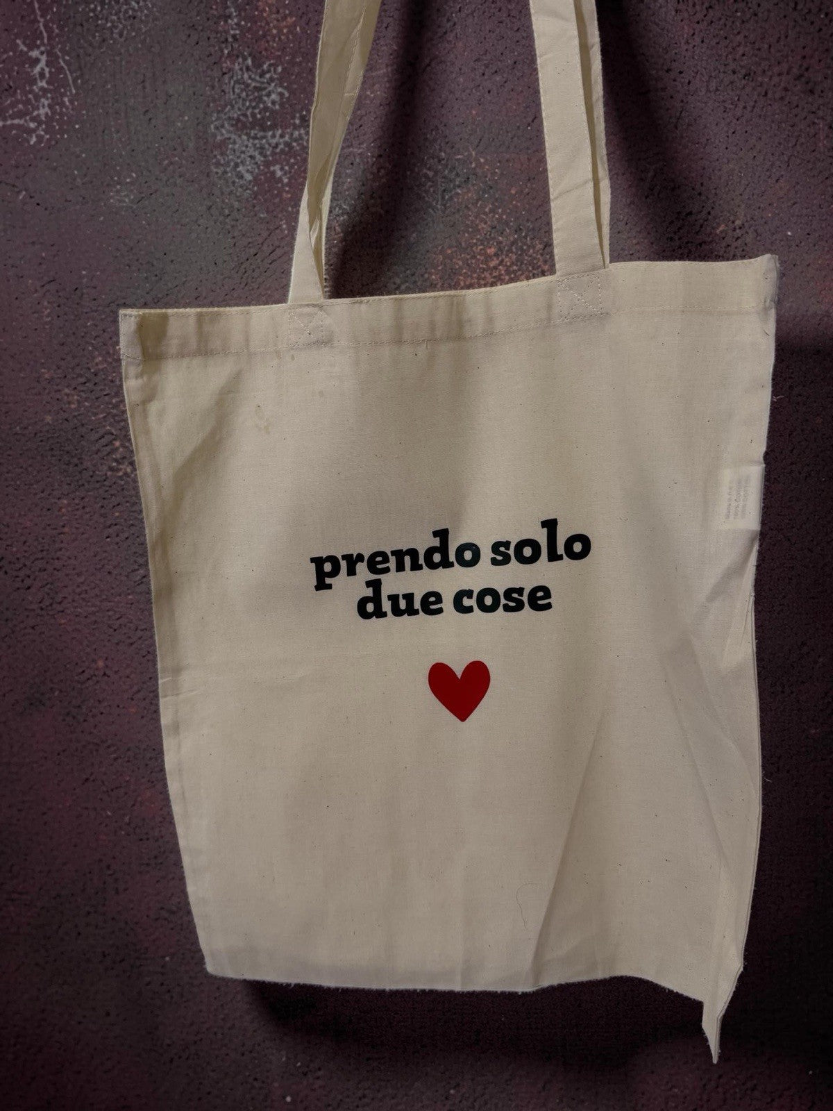 borsa Shopper stampa PRENDO SOLO DUE COSE per la spesa richiudibile in cotone