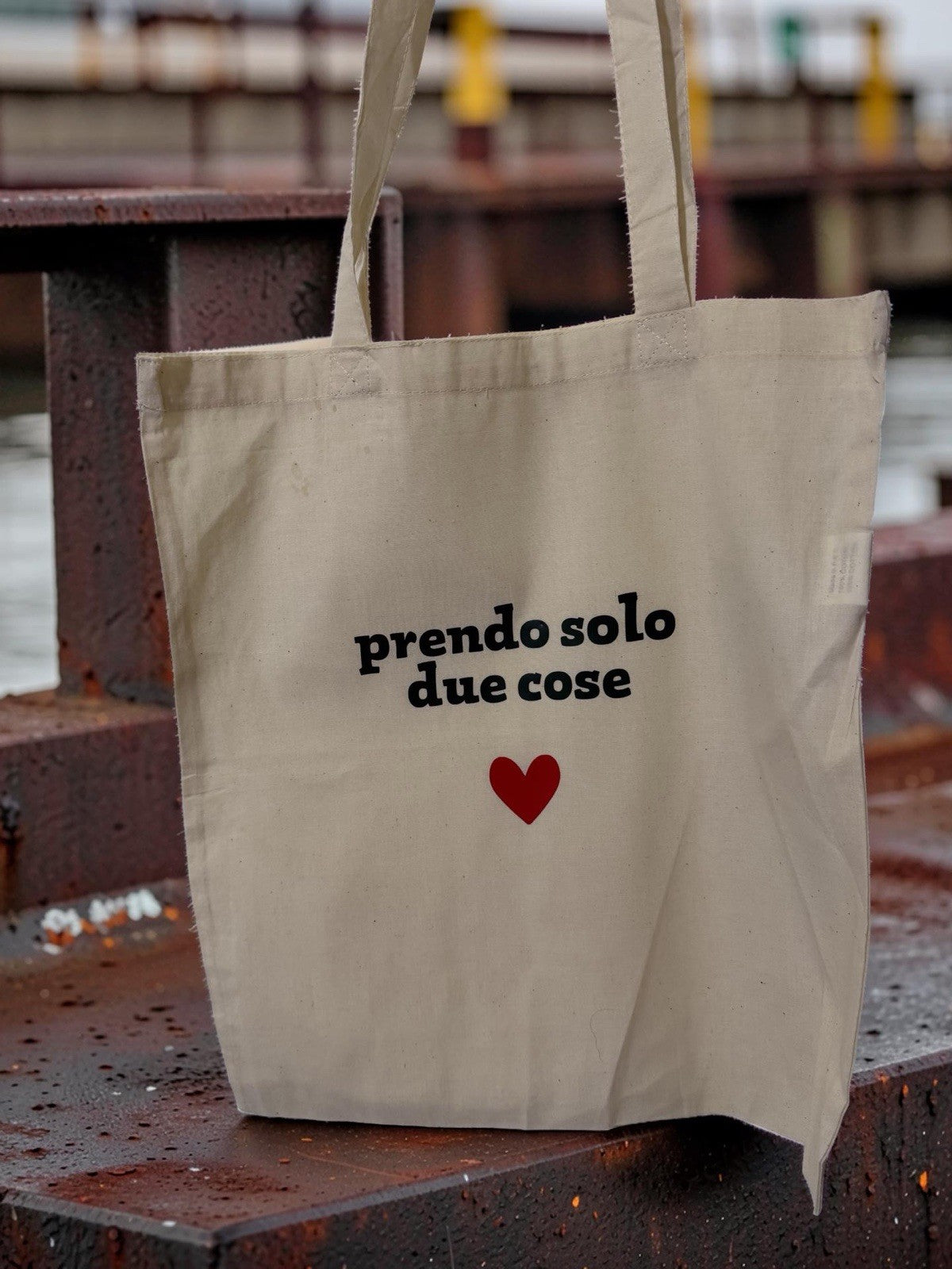 borsa Shopper stampa PRENDO SOLO DUE COSE per la spesa richiudibile in cotone