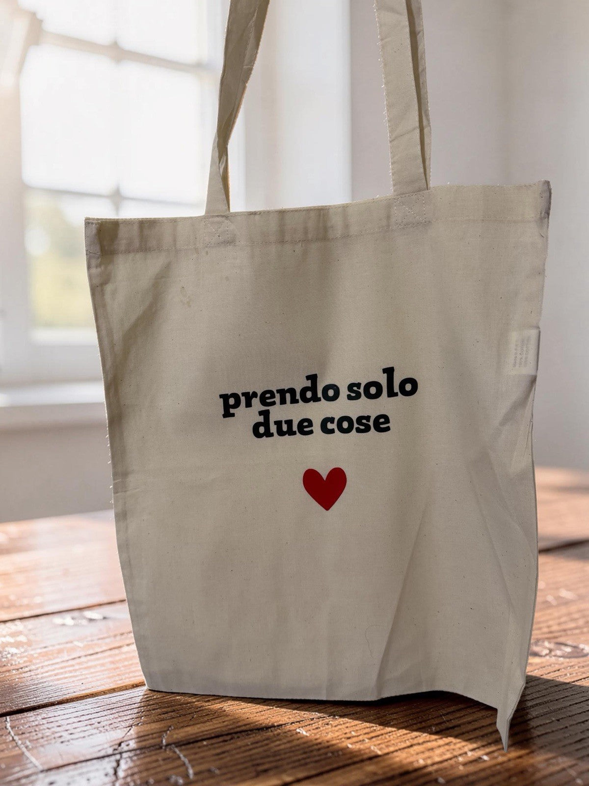 borsa Shopper stampa PRENDO SOLO DUE COSE per la spesa richiudibile in cotone