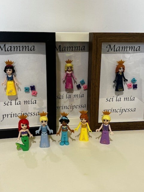 cornice quadro festa della mamma principessa simil lego