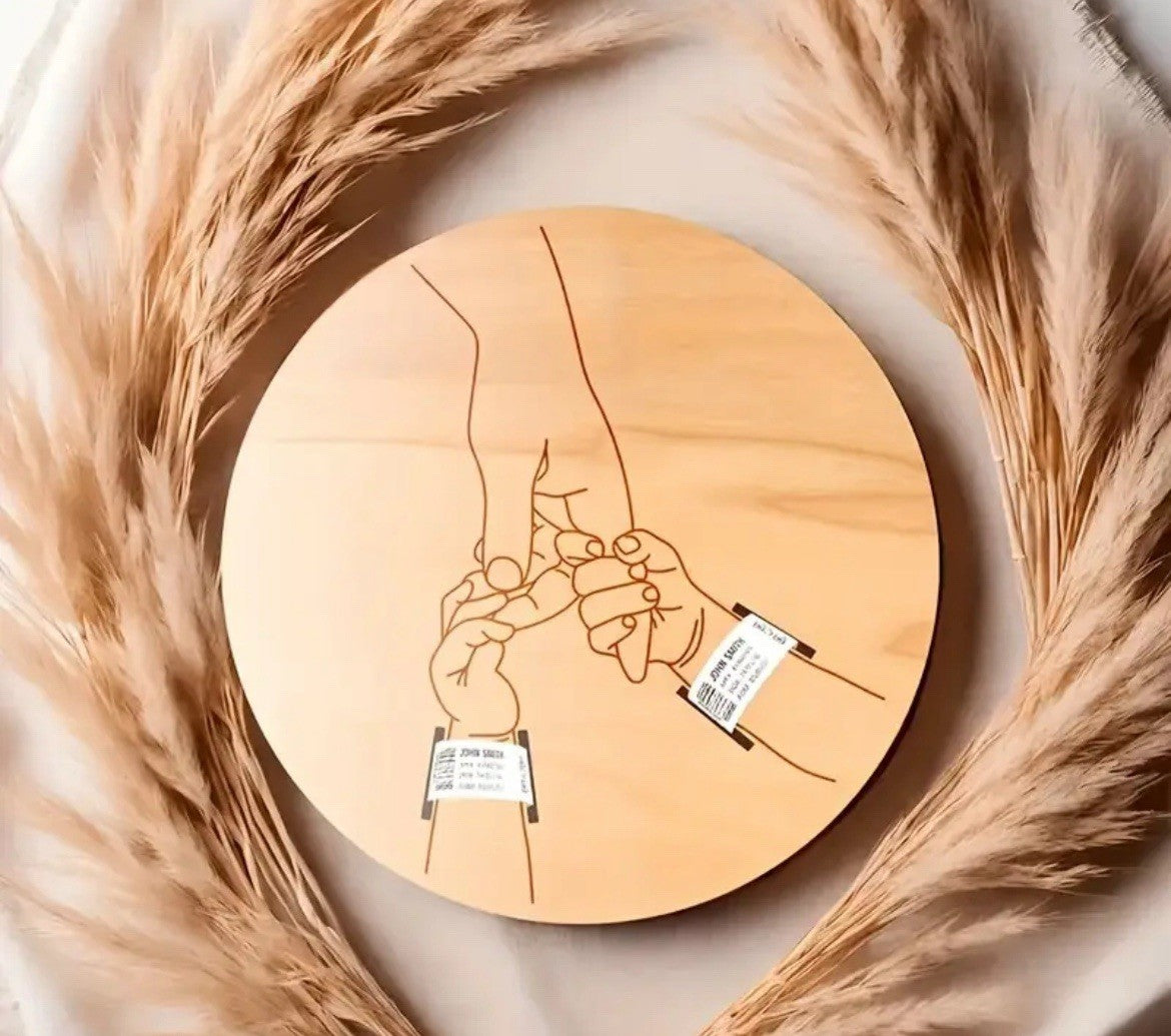 porta braccialetto nascita ricordo figli mamma papà legno Diametro 15 cm