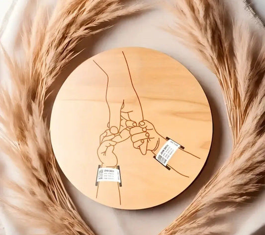 porta braccialetto nascita ricordo figli mamma papà legno Diametro 15 cm