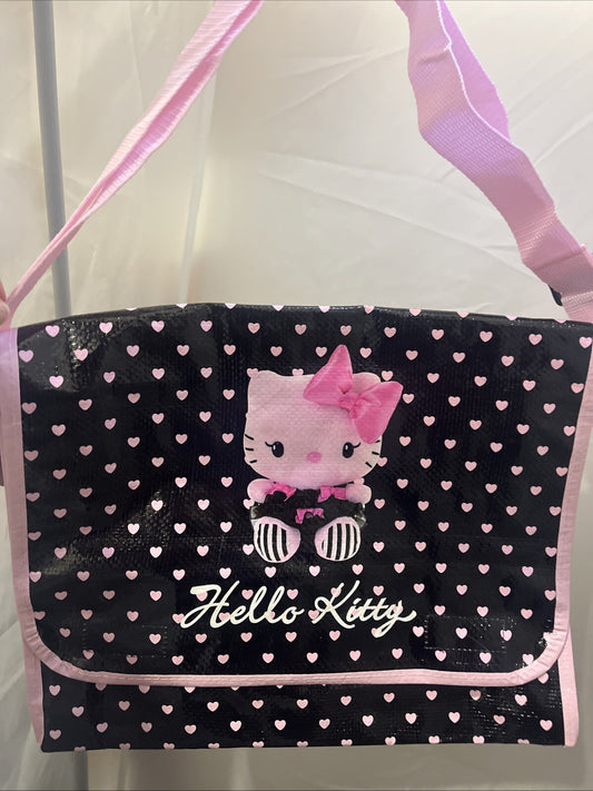 borsa shopper tracolla e spalla hello Kitty sanrio pvc nero 28x35x8