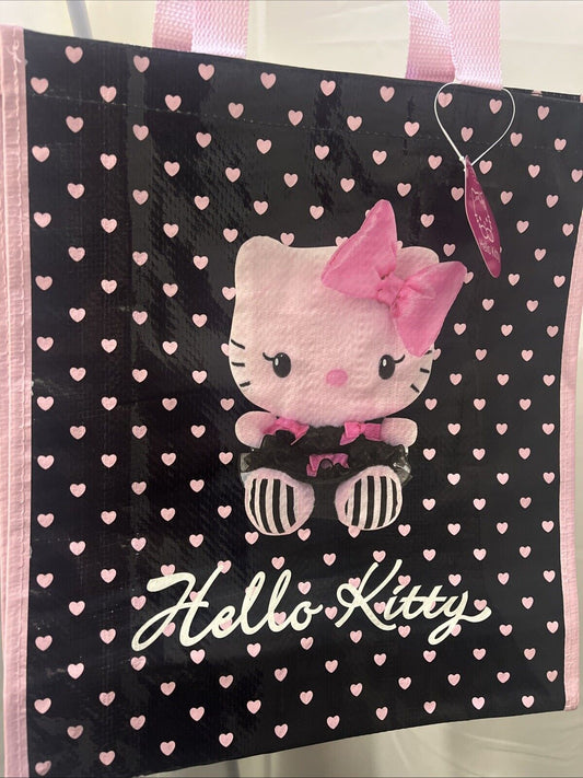 borsa shopper a mano hello Kitty bambina sanrio pvc nero 33x30x10