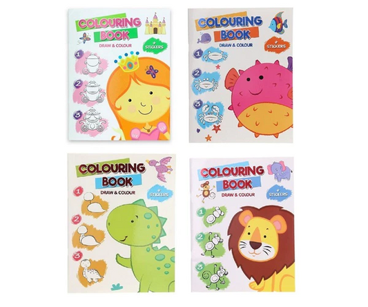 album A4 librino da colorare impara a disegnare + adesivi crea bambini
