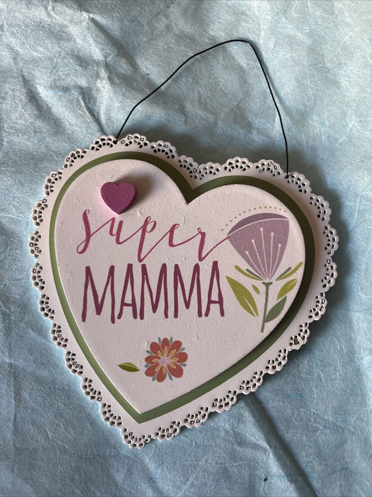 decorazione regalo festa della mamma da appendere cuore 12x12 Cm