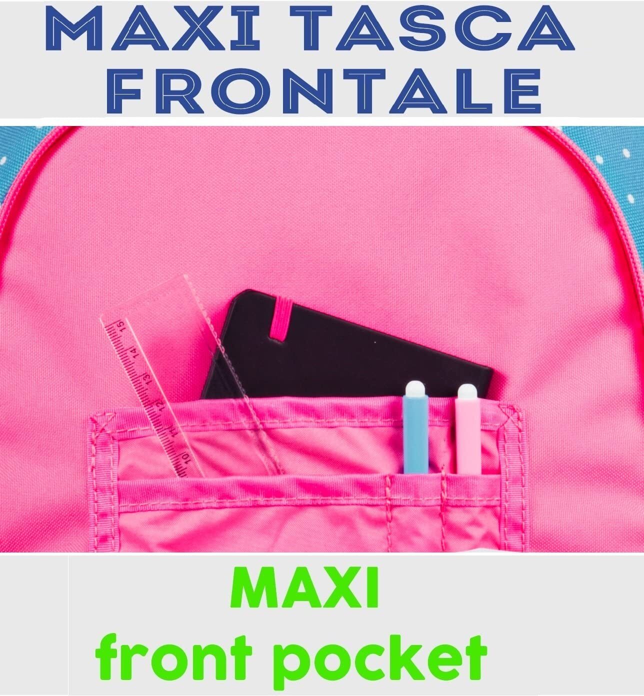 ZAINO SCUOLA SJ GANG GIRL ELEMENTARI TONDO MAXI ROSA AZZURRO BAMBINA