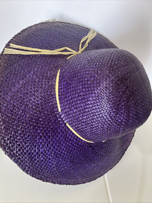 CAPPELLO PAGLIA VIOLA SOLE GIARDINAGGIO DONNA PASSEGGIO MARE TG UNICA
