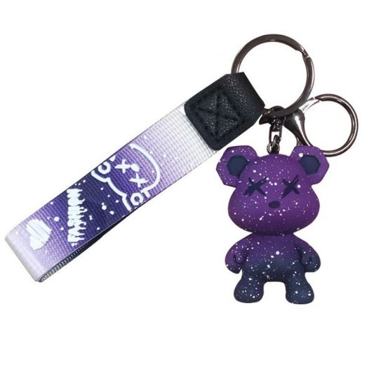 PORTACHIAVI ORSO BEAR VIOLA GALAXY ORSETTO CHIAVE DECORAZIONE BORSA CIONDOLO