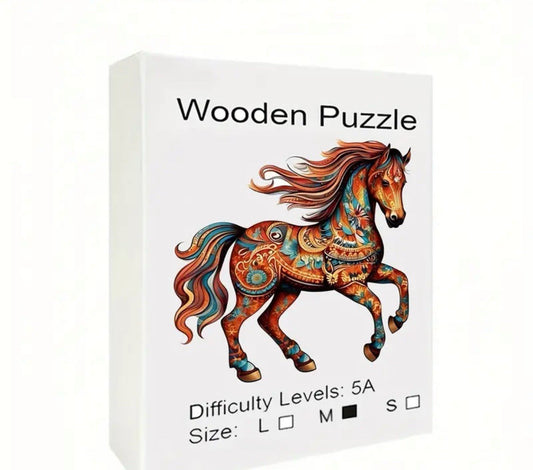 puzzle in legno forme irregolari rompicapo alta difficoltà cavallo horse 20x21