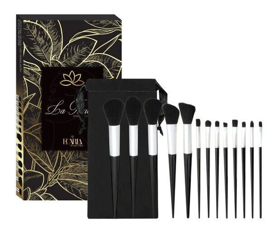 Set 13 pennelli trucco make up con scatola e busta neri nero