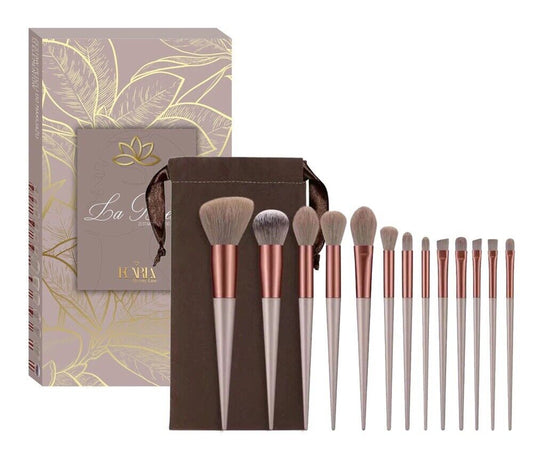 Set 13 pennelli trucco make up con scatola e busta Cipria Beige