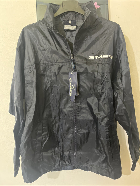 impermeabile pioggia blu navy GIMER Tg S uomo sport zip e tasche