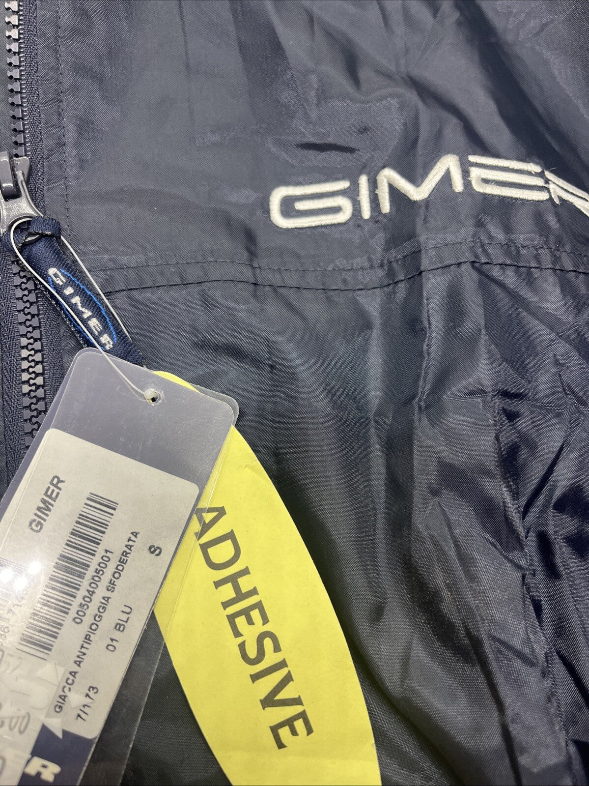 impermeabile pioggia blu navy GIMER Tg S uomo sport zip e tasche