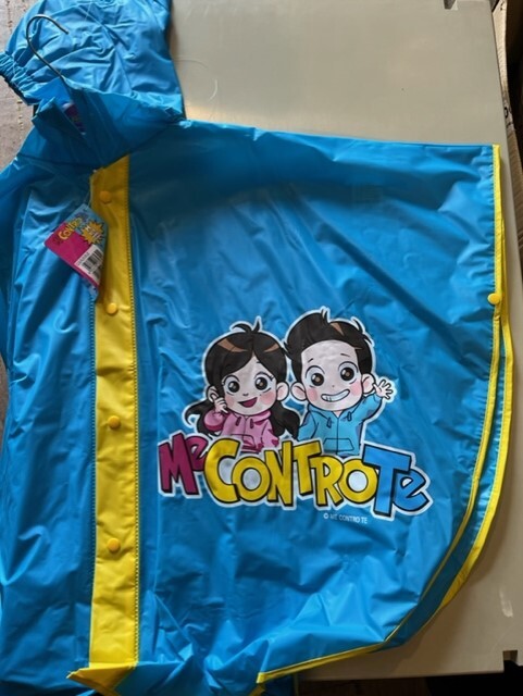 MANTELLINA ANTI PIOGGIA ME CONTRO TE 8/9 ANNI BAMBINA ASILO BLU IMPERMEABILE