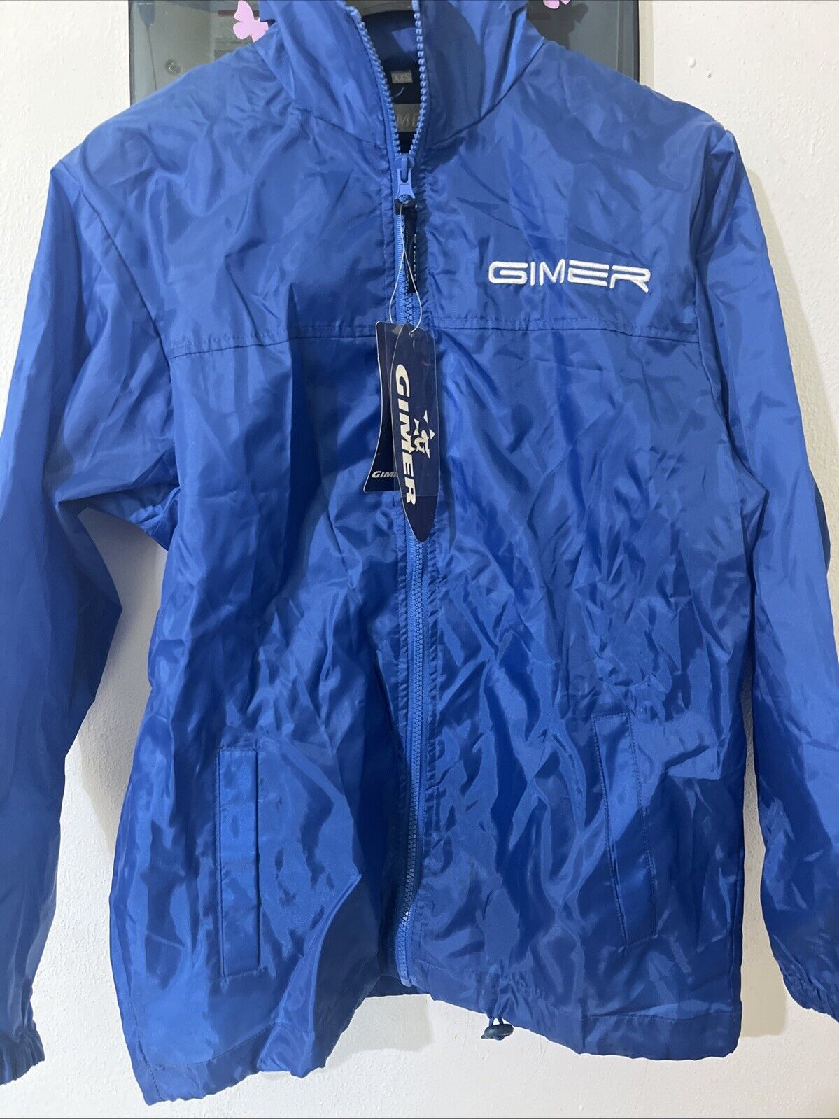 impermeabile blu olimpuco GIMER Tg XxS uomo sport zip e tasche