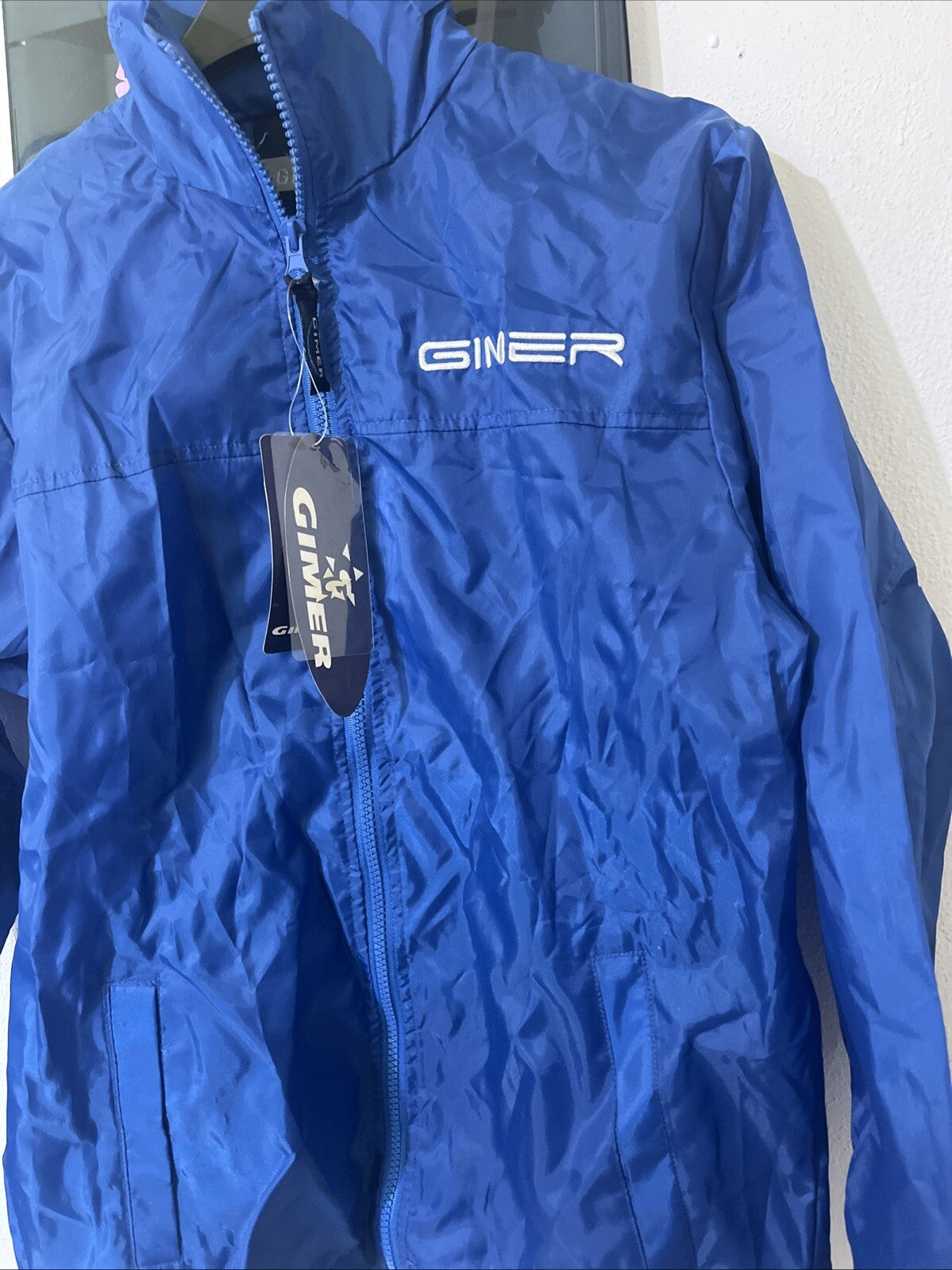 impermeabile blu olimpuco GIMER Tg S uomo sport zip e tasche