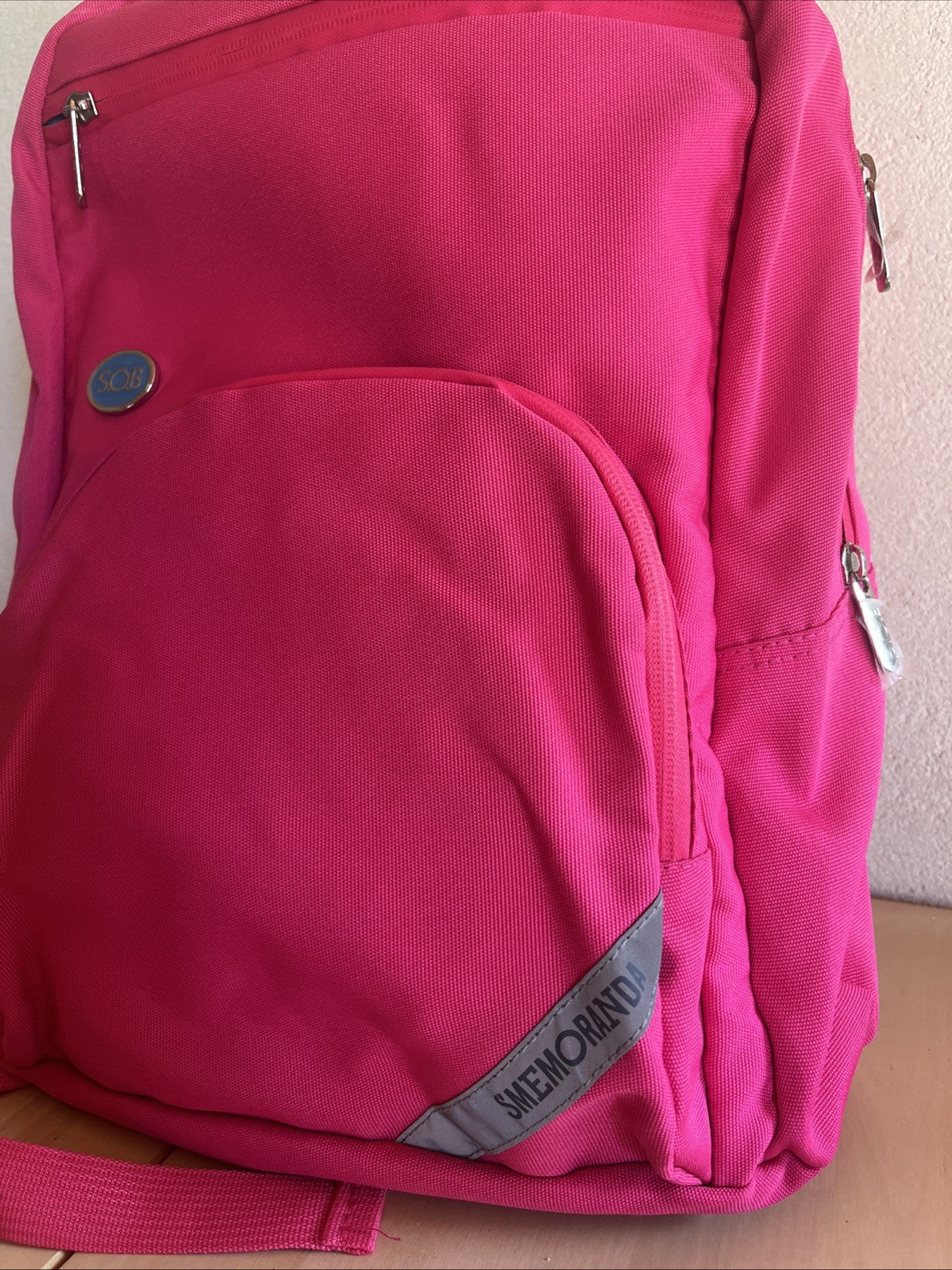 Zaino smemoranda sob con impermeabile anti pioggia rosa acceso fucsia scuola