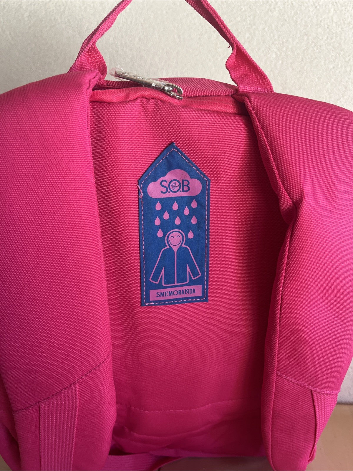 Zaino smemoranda sob con impermeabile anti pioggia rosa acceso fucsia scuola
