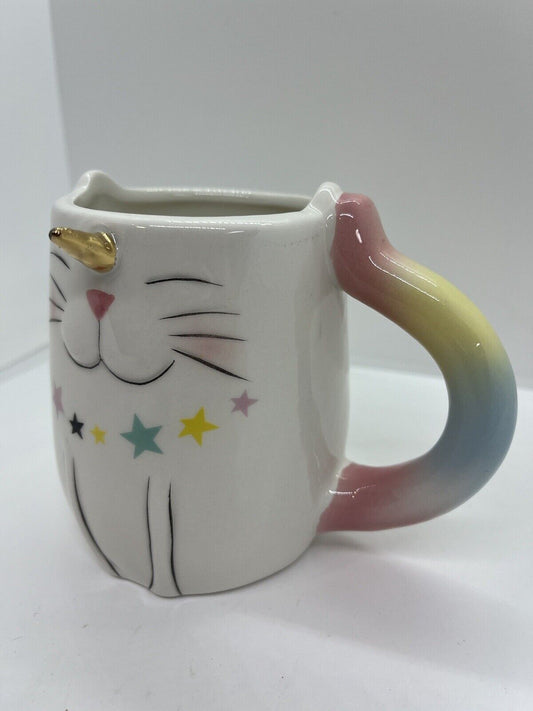 Tazza 3d ceramica gatto unicorno arcobaleno Rainbow