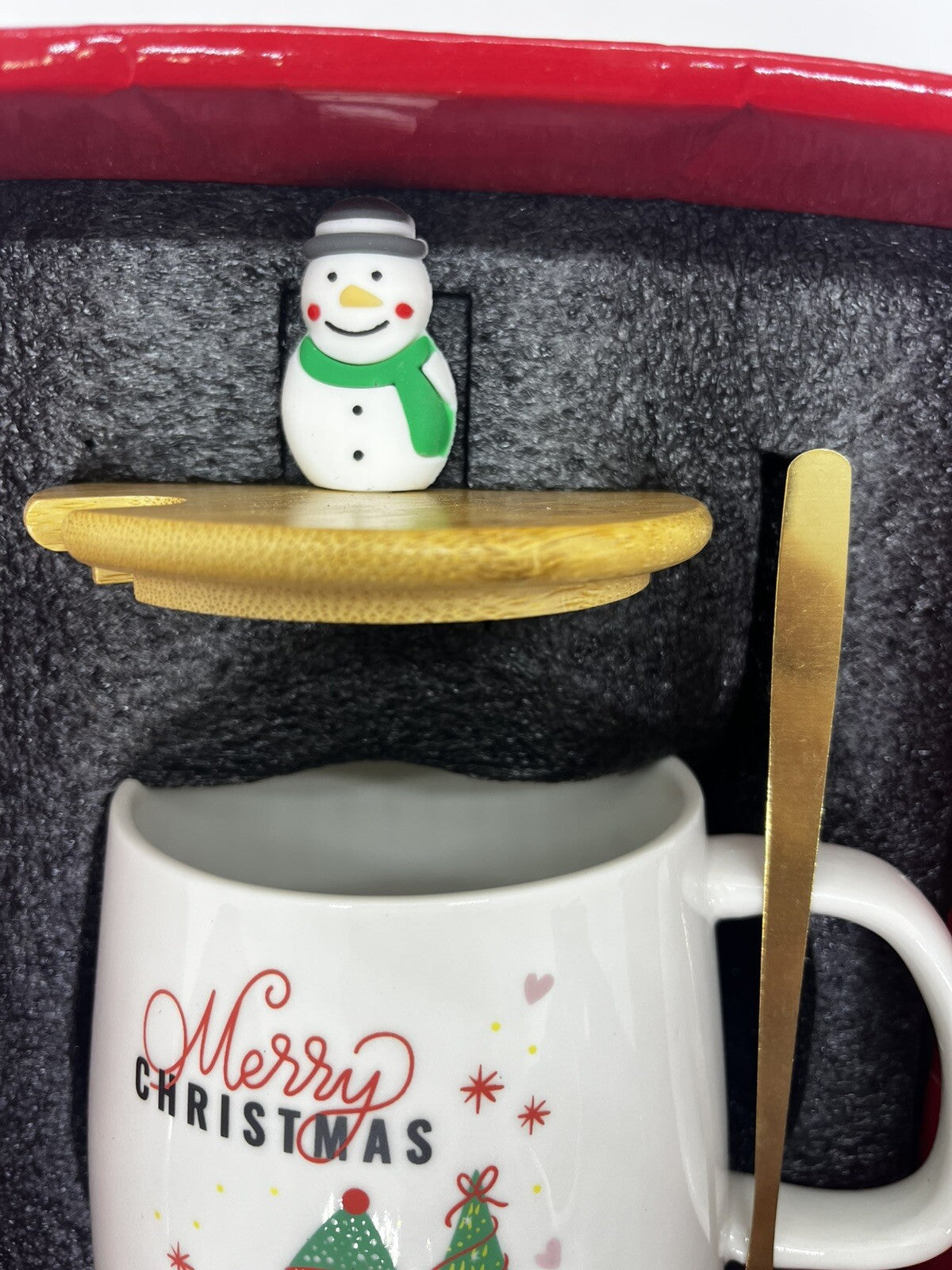 tazza natalizia 400 ml tappo cucchiai pupazzo Natale Christmas confezione regalo
