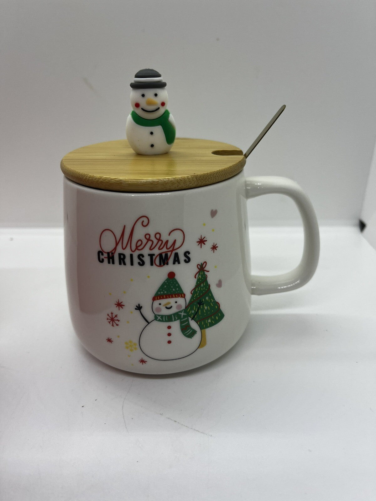 tazza natalizia 400 ml tappo cucchiai pupazzo Natale Christmas confezione regalo