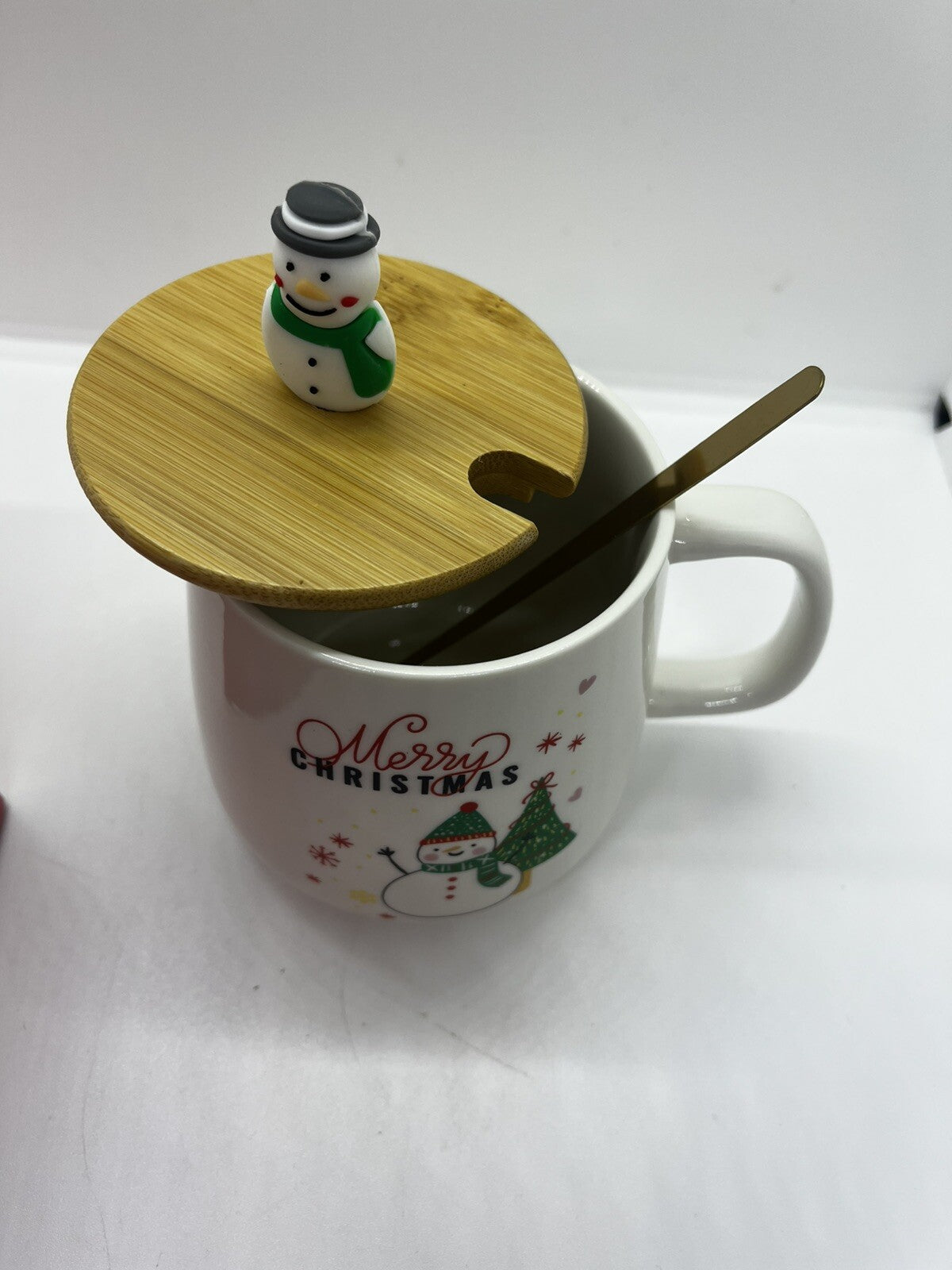 tazza natalizia 400 ml tappo cucchiai pupazzo Natale Christmas confezione regalo