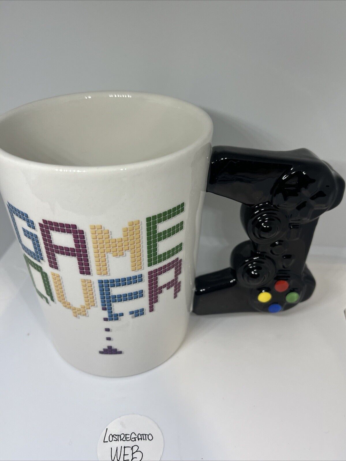 Tazza 3D manico controller play station ceramica mug joystick game over pixel