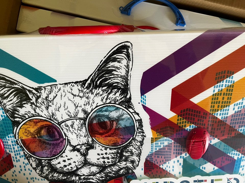 cartellina valigetta scuola disegno arte polionda 56,5x36,5x5,5 manico gatto red