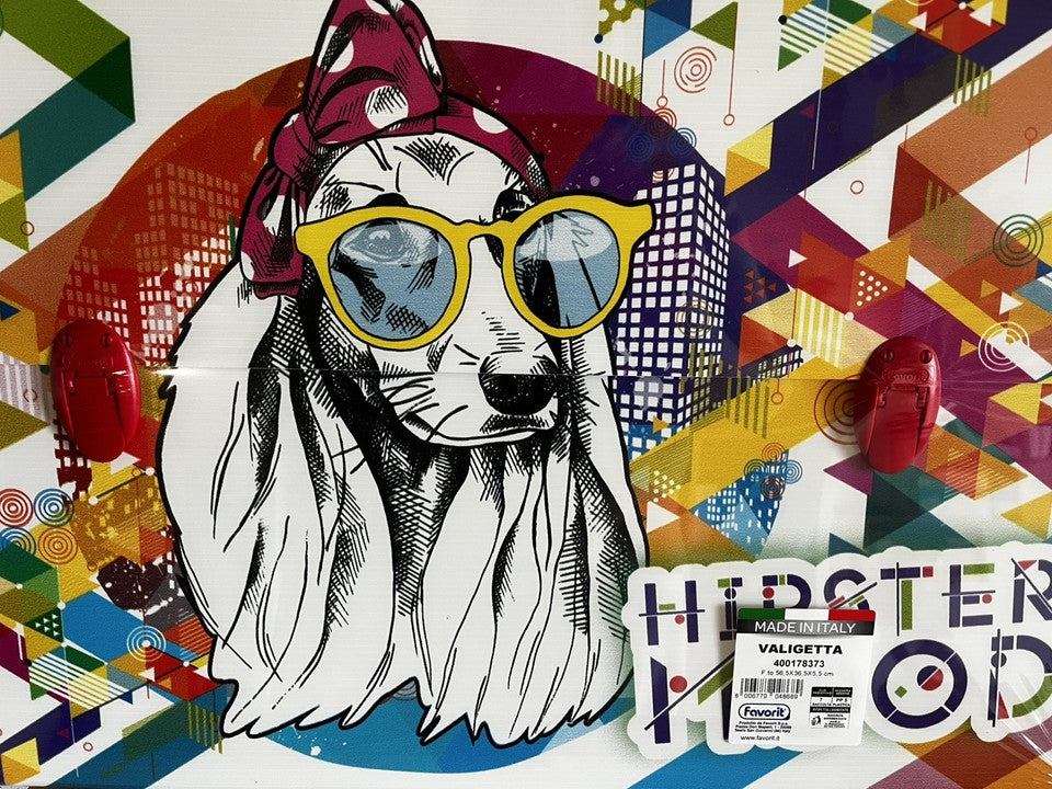 cartellina valigetta scuola disegno arte polionda 56,5x36,5x5,5 manico rosso dog