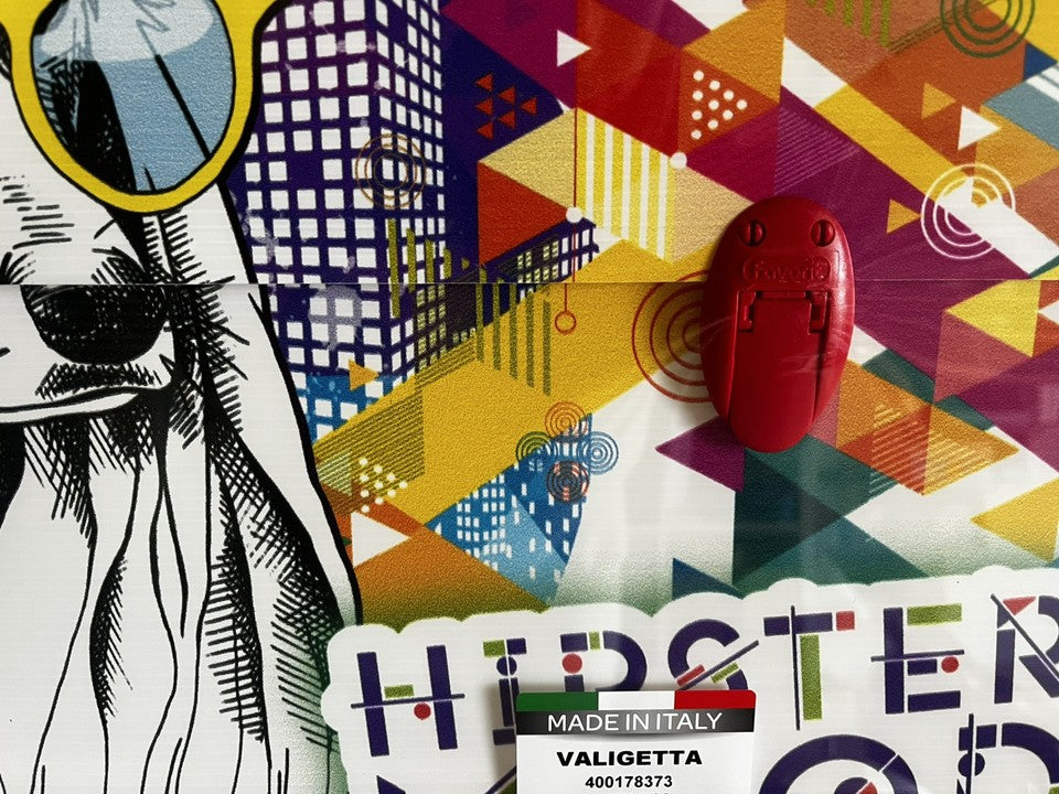 cartellina valigetta scuola disegno arte polionda 56,5x36,5x5,5 manico rosso dog