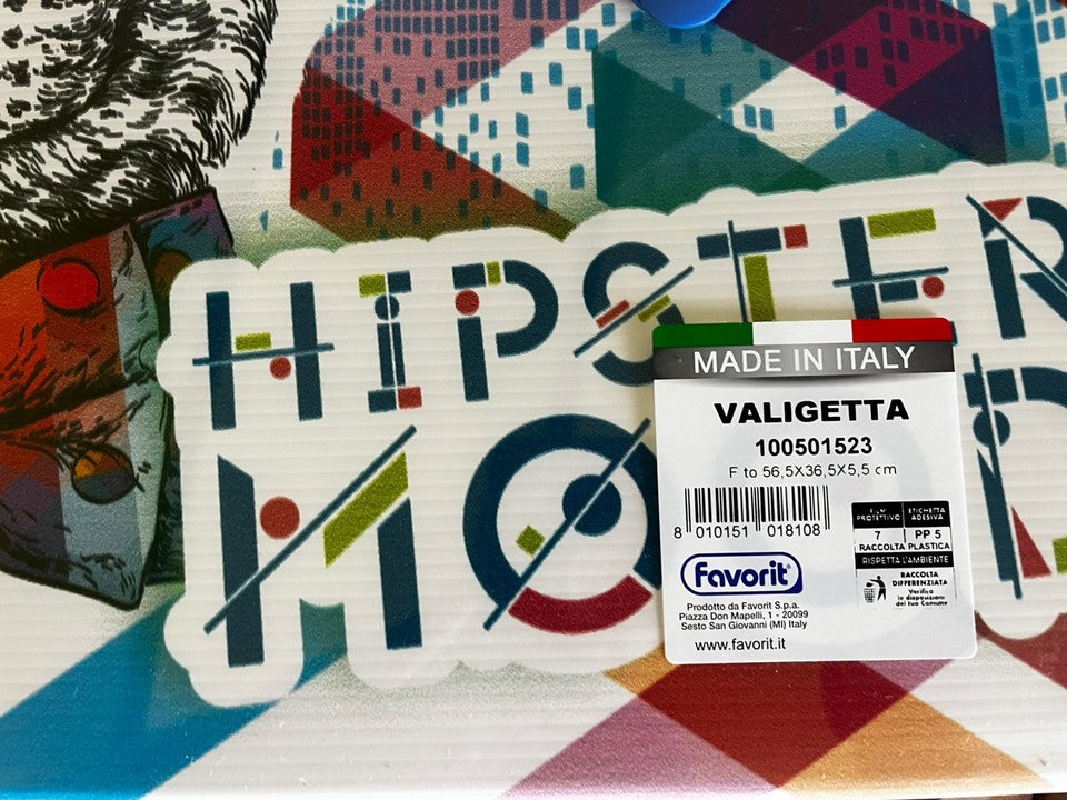 cartellina valigetta scuola disegno arte polionda 56,5x36,5x5,5 manico gatto Blu