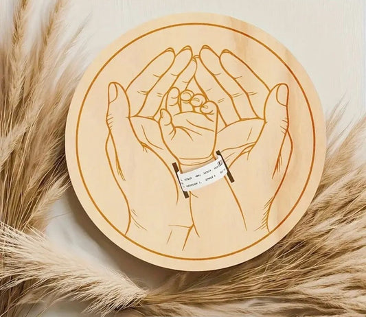 porta braccialetto nascita ricordo mamma figlio papà legno Diametro 15 cm